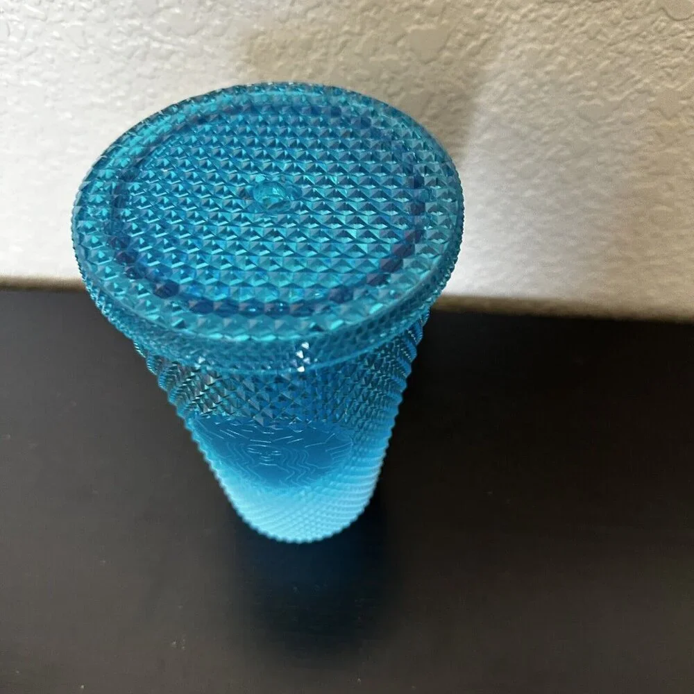Starbucks Studded Blue Gradient Bling Ombre Cold Cup Tumbler Grande 16oz No Stra